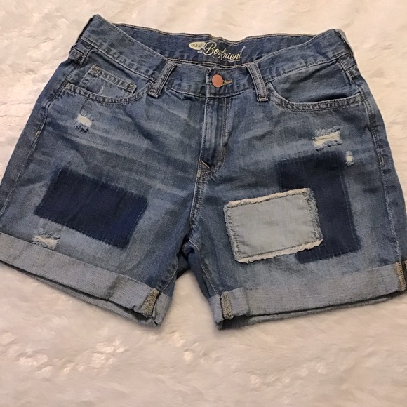 Old Navy Pants - Old Navy Boyfriend Jean Shorts.  Patches, Distressed, Relaxed Fit.Sz 2